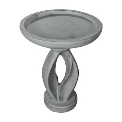 SunJet 21.8" Tall Modern Concrete Garden Bird Bath - 21.8'' H X 16'' W X 16'' D