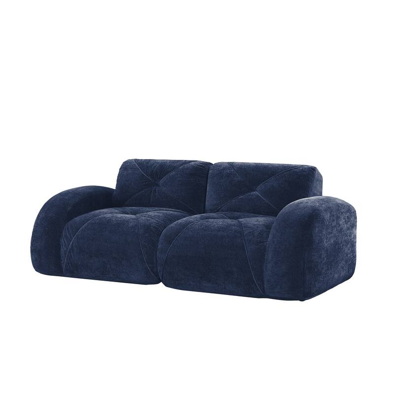 Roomfitters 2-Seater Tufted Velvet Sofa, No Assembly Boneless Cloud Couch with 32D High-Density Sponge