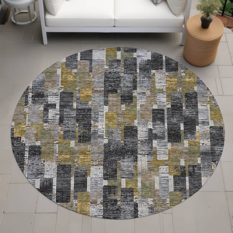 Machine Washable Indoor/ Outdoor Casual Carson Chantille Rug - Black - 8' x 8'