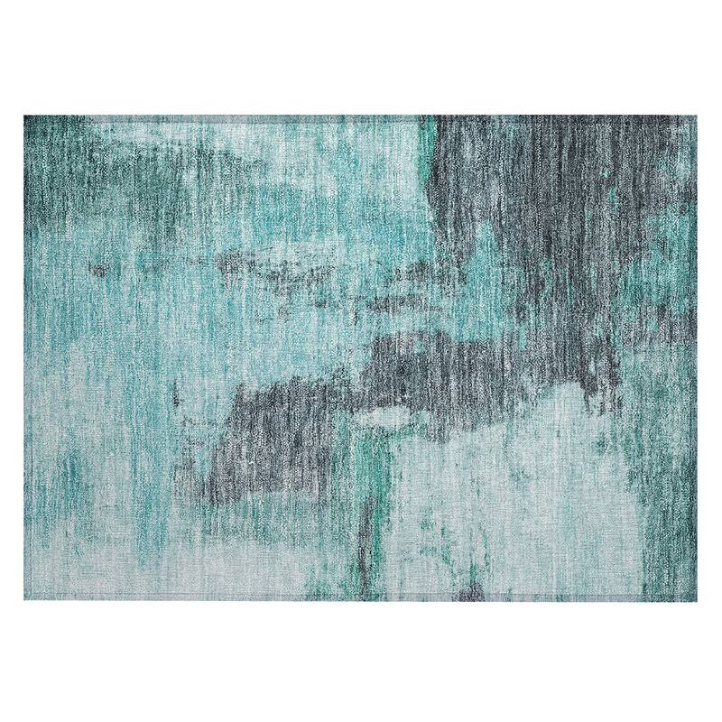 Machine Washable Indoor/ Outdoor Contemporary Abstract Chantille Rug
