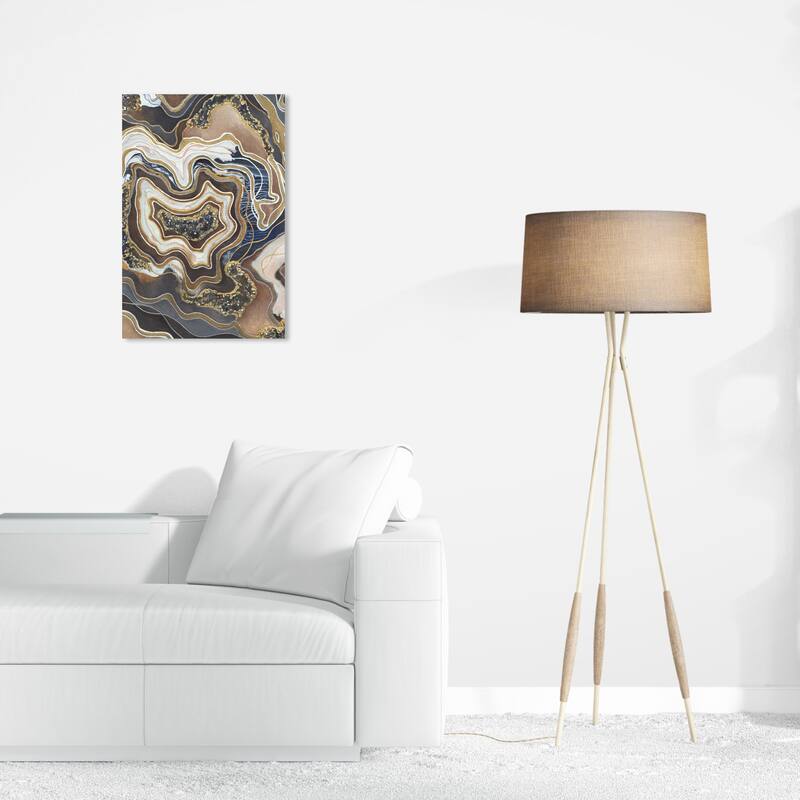 Wynwood Studio Canvas Abstract Quiet Dreams Brown and Metallic Gold Glam Wall Art Canvas Print - 16 x 24