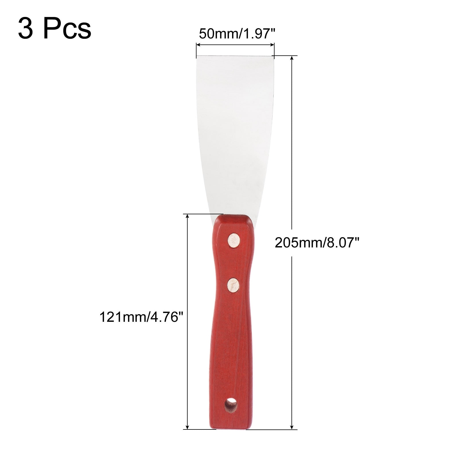 Putty Knife Carbon Steel Scrapers Wooden Handle for Drywall 3Pcs