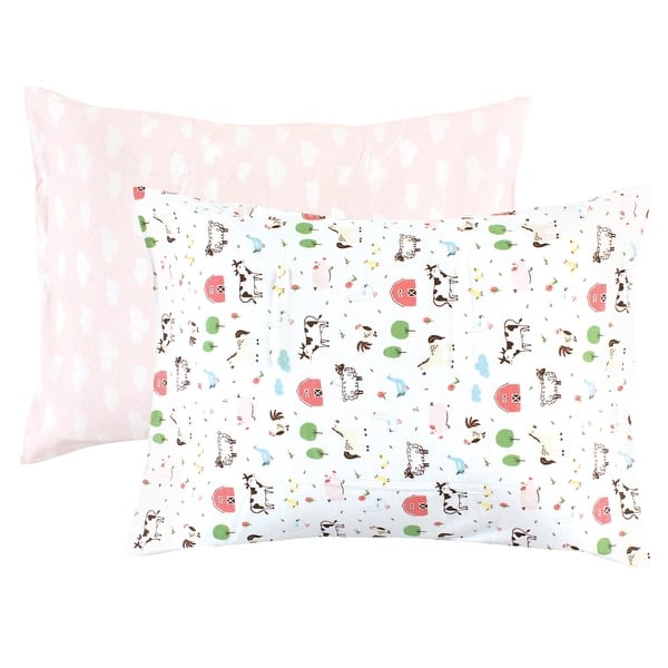 slide 1 of 1, Hudson Baby Infant Girl and Toddler Cotton Toddler Pillow Case, Girl Farm Animals, One Size - Girl Farm Animals Girl Farm Animals - One Size