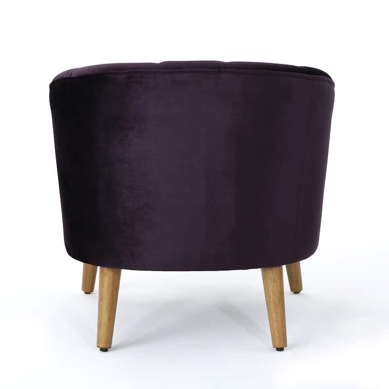 Roomfitters Modern Velvet Accent Chair, Upholstered Barrel Chair with Wooden Legs