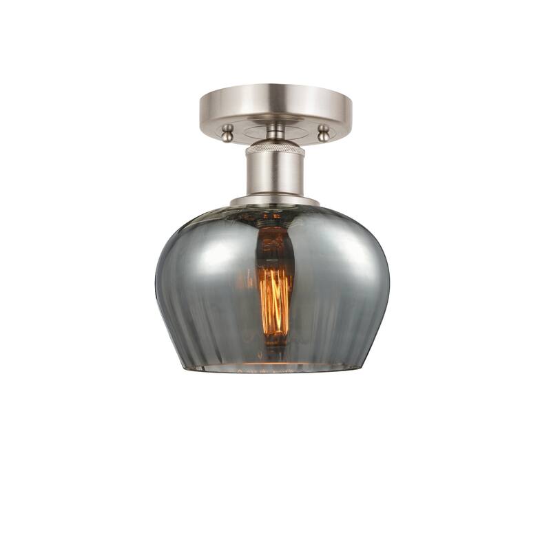 Innovations Lighting Fenton - 1 Light 7" Semi-Flush Mount - Plated Smoke/Brushed Satin Nickel