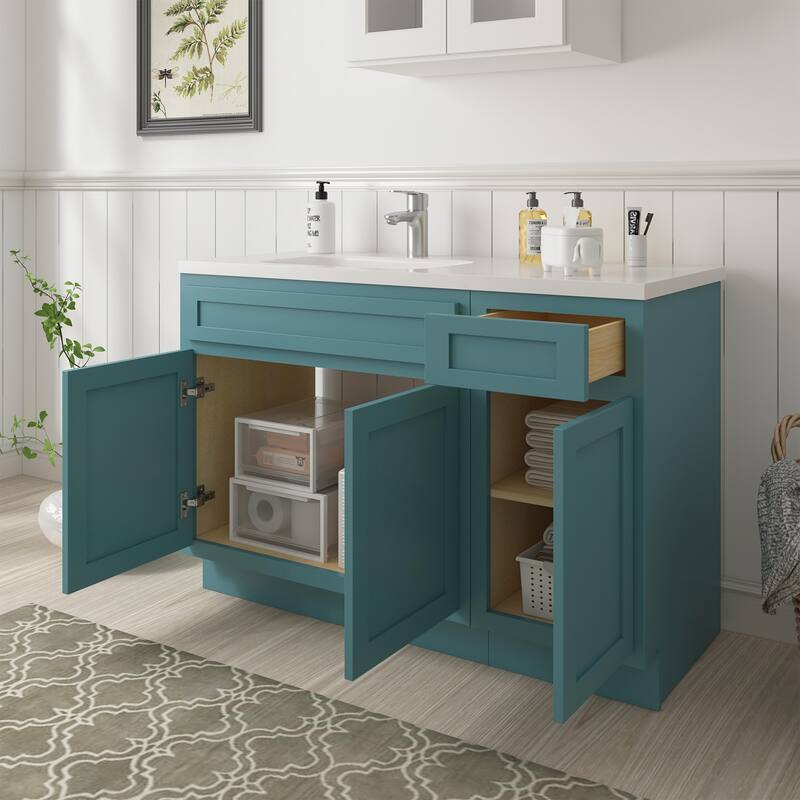 Vanity Art 45" Oak Freestanding Bathroom Vanity Cabinet without Top