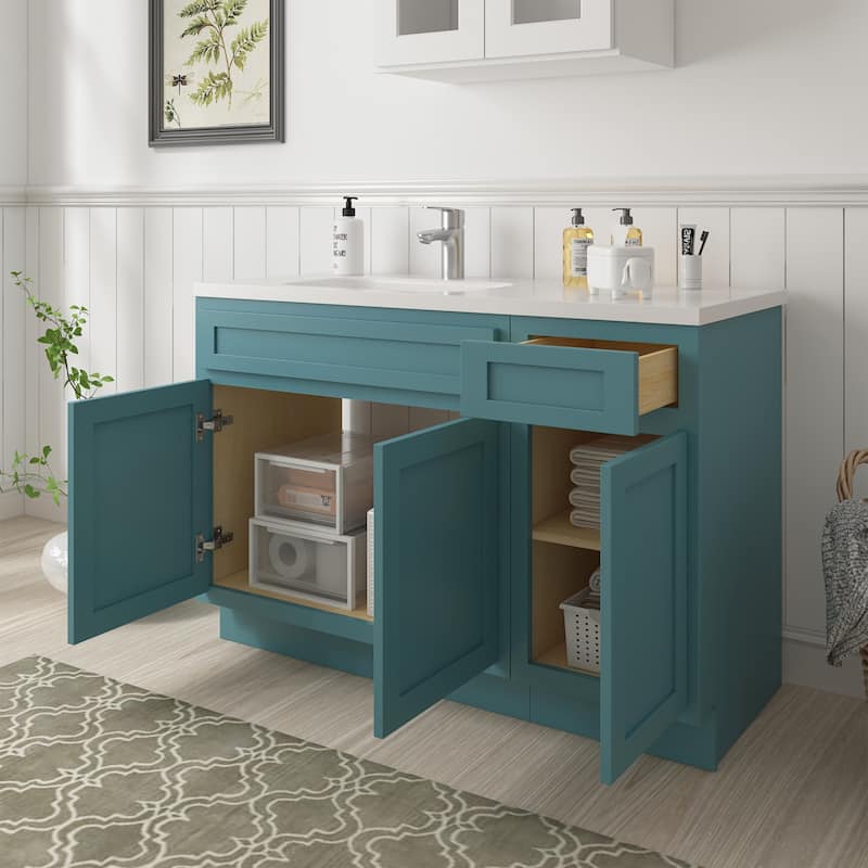 Vanity Art 54" Oak Freestanding Bathroom Vanity Cabinet without Top
