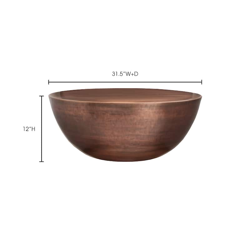 NADAAL STUDIOS Solaris Coffee Table, Round, Hollow Iron with Copper Finish