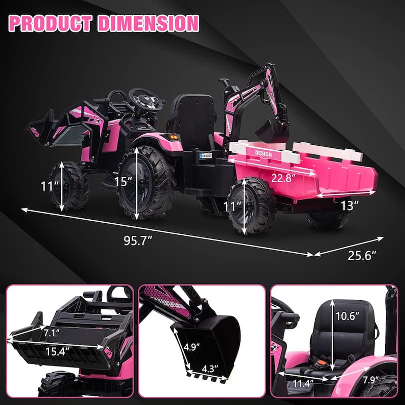 24V Electric Excavator with Trailer and Shovel Bucket