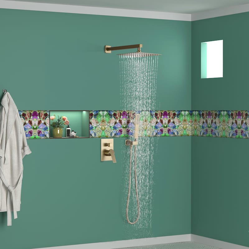 2.5 GPM 10 in. Wall Mount Dual Shower Heads with Pressure Balance Valve