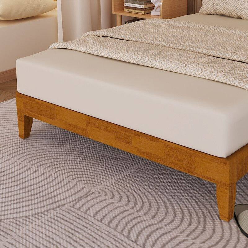 Twin Size Deluxe Bed Frame with Headboard with Solid Wood, No Box Spring Needed, Easy Assembly, White