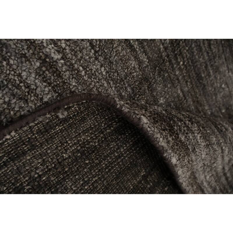 Hand Knotted Oriental Silk Carpet Tribal Contemporary Greys & Charcoal Gabbeh Area Rug - 12' 11'' X 9' 6''