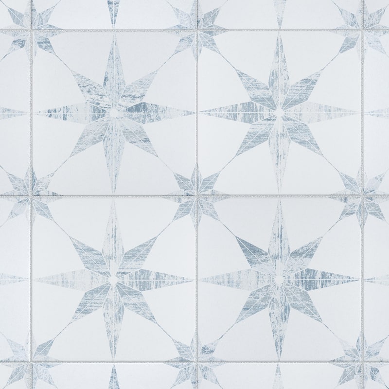 Merola Tile Cassis Stella White 9-3/4" x 9-3/4" Porcelain Floor and Wall Tile