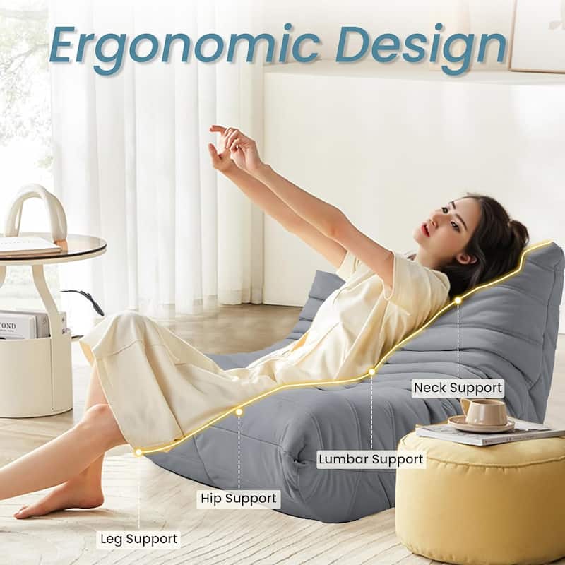 EROMMY Bean Bag Chair Togo Sofa - 28D Memory Foam Floor Chair for Adults & Kids, Lightweight Faux Leather Lounger in 5 Colors