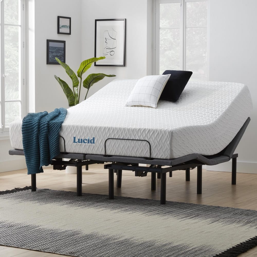 Lucid 12-inch Gel Memory Foam Mattress and Adjustable Base Set