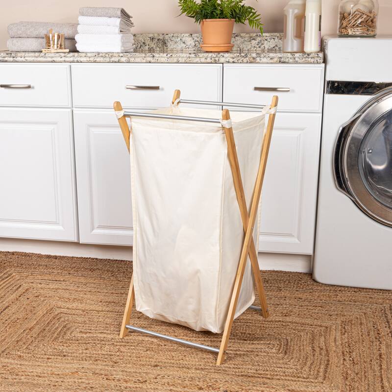Household Essentials X-Frame Bamboo Hamper