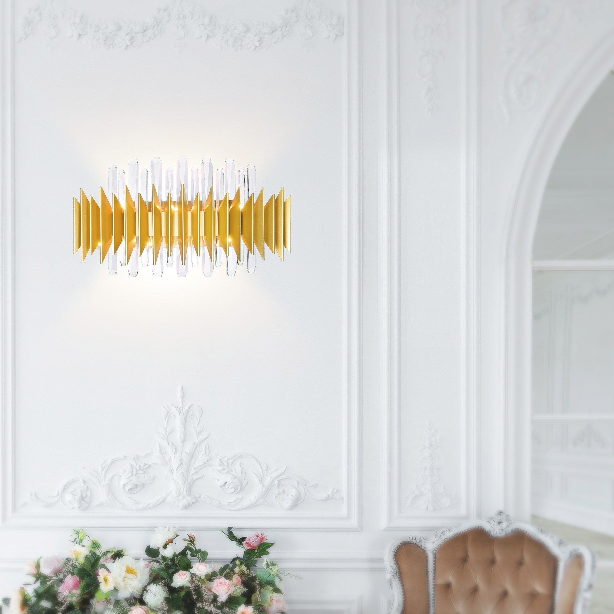 CWI Lighting Cityscape 7 Light 24in Satin Gold Wall Sconce - Satin Gold