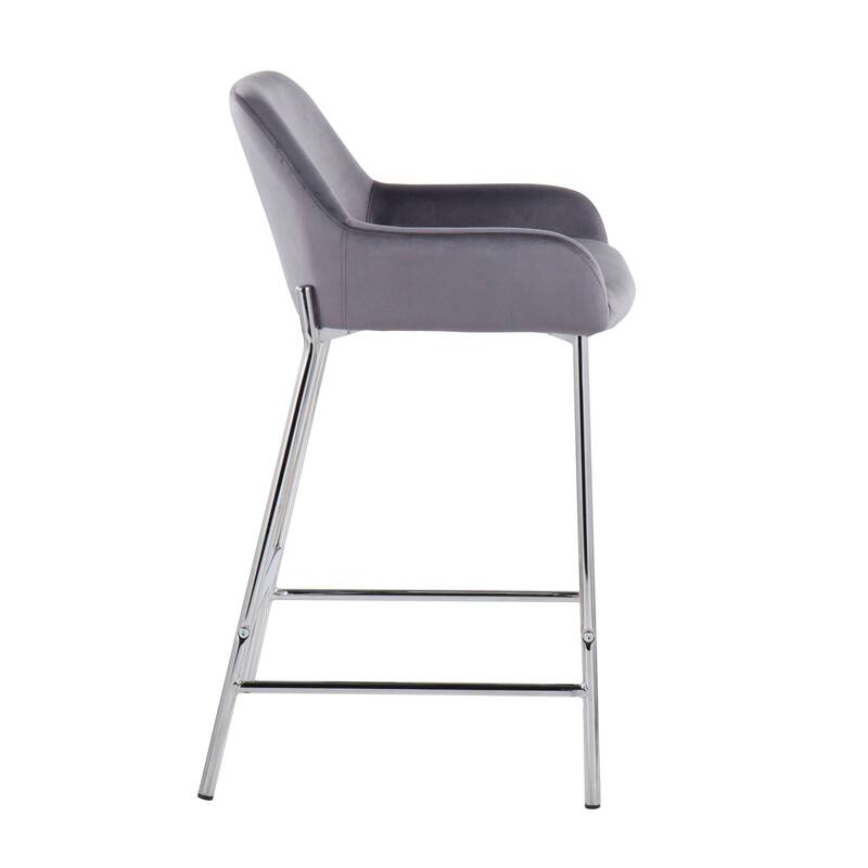 Silver Orchid Galotti Chrome Fixed-Height Upholstered Counter Stool - Set of 2