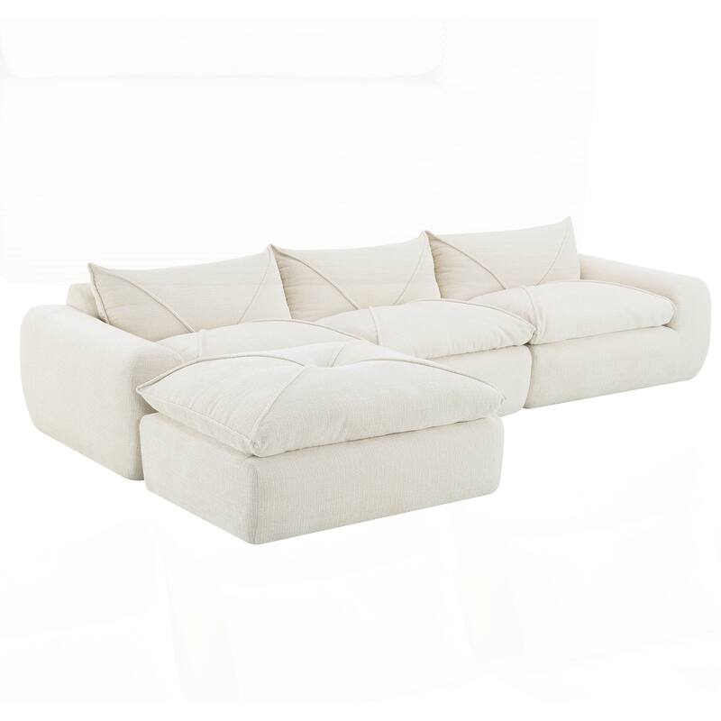 Compressed Sofa with High Density Foam, Integrated Backrest&Seat Cushion, Decorative Edging