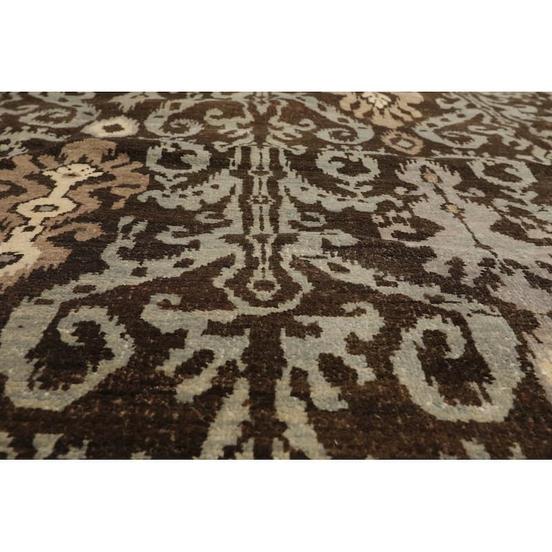 Hand Knotted Brown,Slate Tibetan Wool Transitional Oriental Area Rug - 7' 11'' x 10' 4''