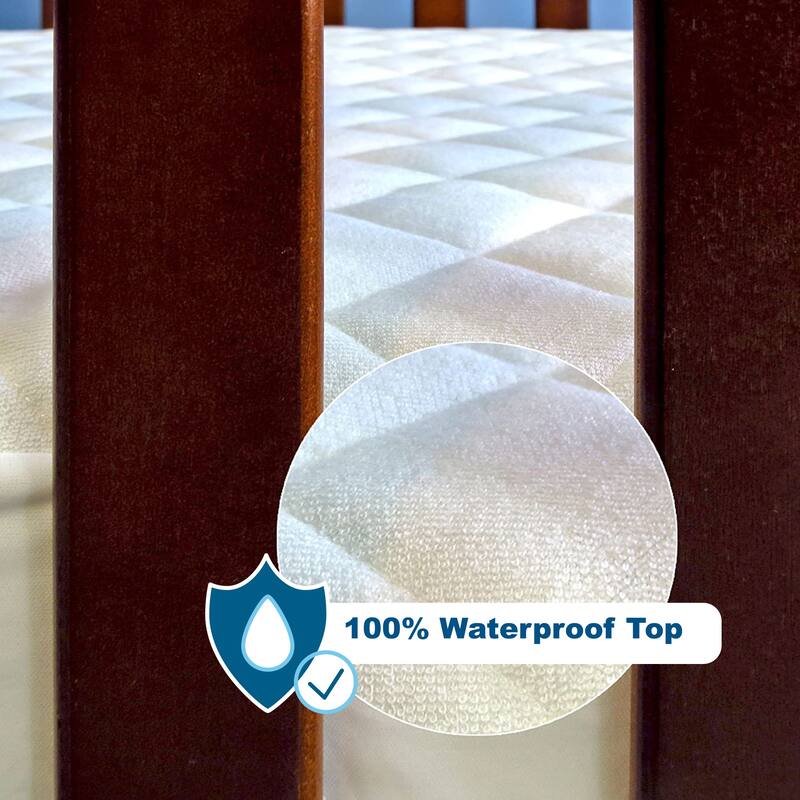 Waterproof Crib Mattress Pad, Quilted, Soft Crib Mattress Protector with Deep Skirt for Cribs and Toddler Beds, 28" x 52"
