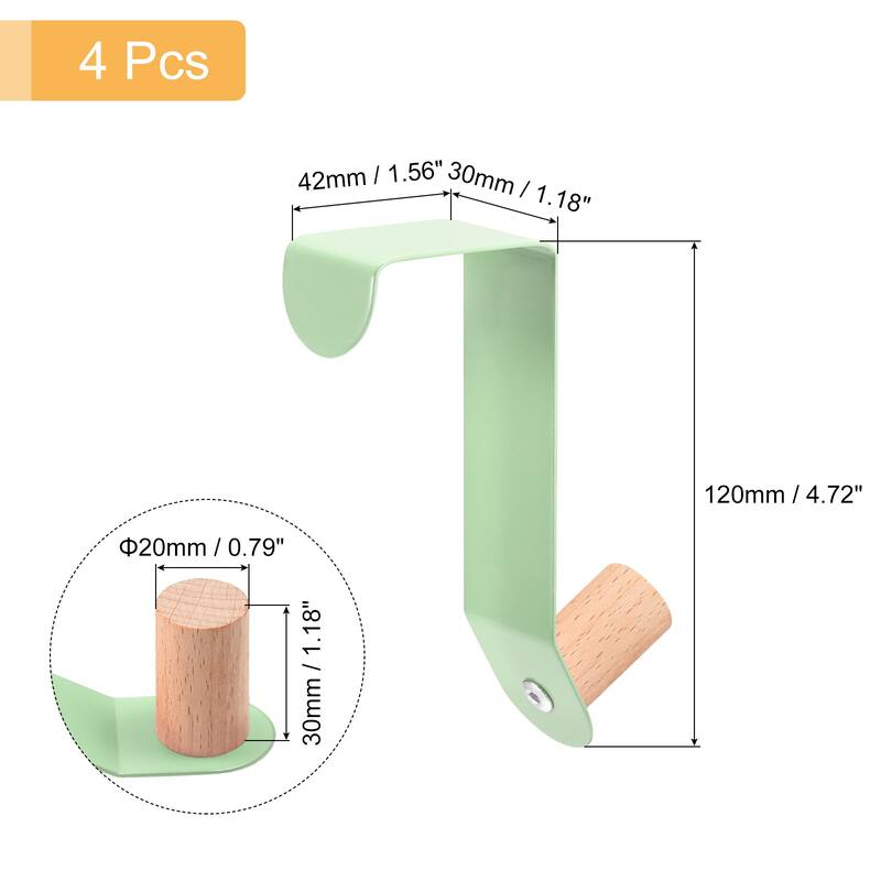 Over the Door Hooks, 4pcs Door Hanger Hook, Hooks for Hanging Clothes - Green