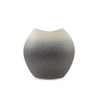 Aria Home Ceramic Oval Vase in Gray Finish Modern Decorative Accent