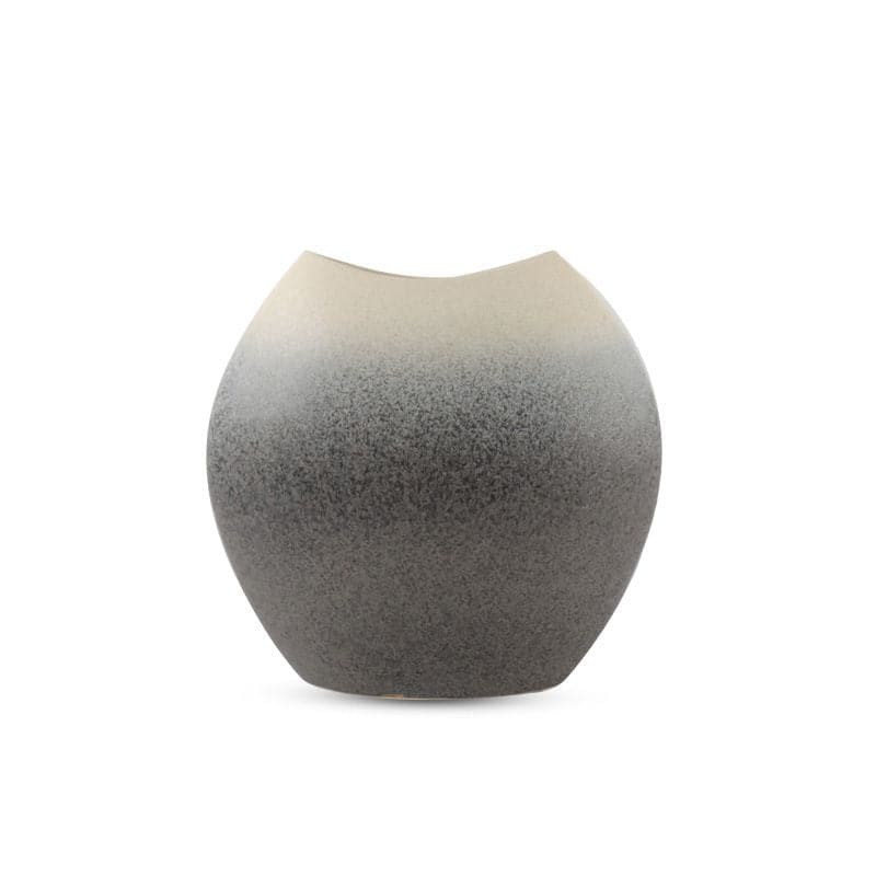 Aria Home Ceramic Oval Vase in Gray Finish Modern Decorative Accent