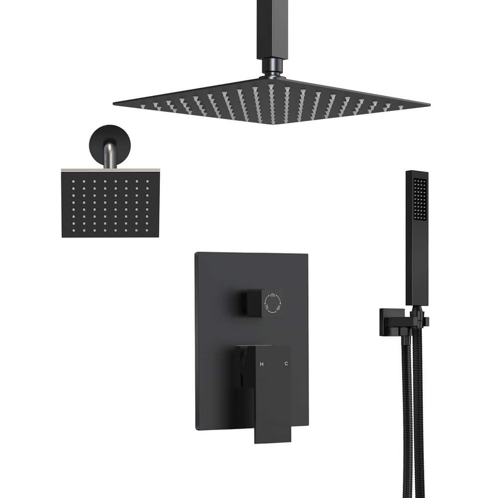 Triple-Function 10" & 6" Dual Shower Heads Shower Faucet Set, Ceiling Mount Shower System - 10" x 6"