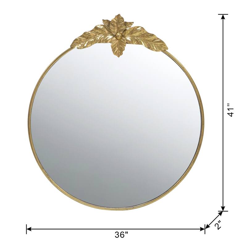 Large Round Wall Mirror with Gold Metal Frame