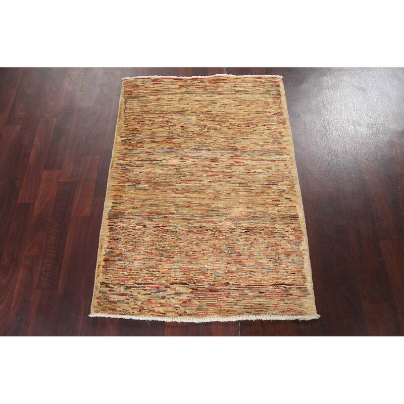 Striped Gabbeh Kashkoli Modern Area Rug Wool Hand-knotted Foyer Carpet - 2'8" x 3'11"