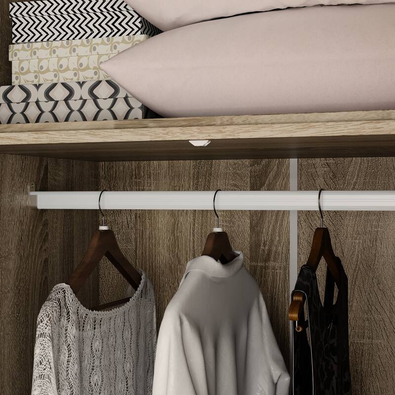 Large Storage Wardrobe Versatile Rattan Door Closet with Deep Drawers