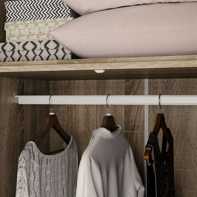 Rattan-Accented Wardrobe - Spacious Clothing Organizer with Style