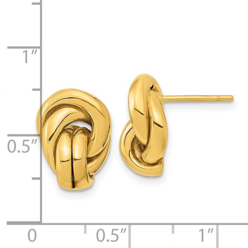 Curata 14k Yellow Gold Polished Unusual Love Knot Post Earrings 15.4x10.6mm