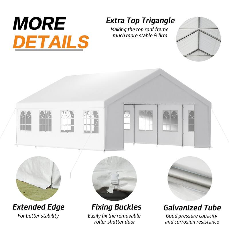 Aoodor Galvanized 20'W x 26'D Party Tent