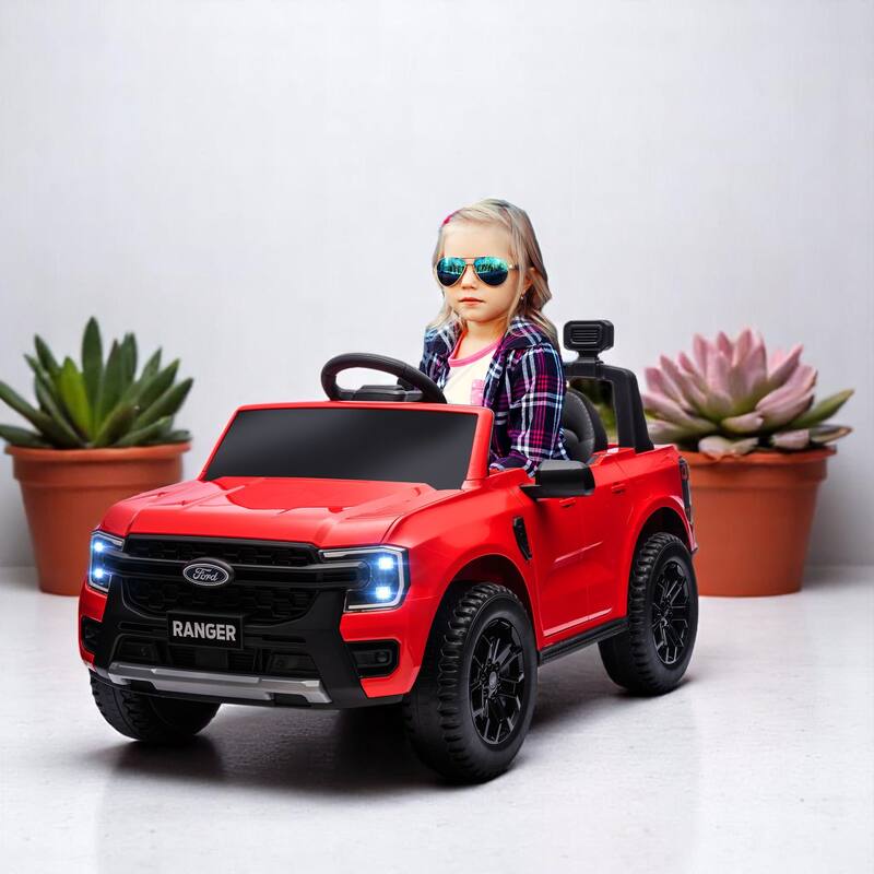 12V Kids Ride-On Truck Licensed Ford Ranger with Remote Control, Music, Lights & Storage - Electric Car
