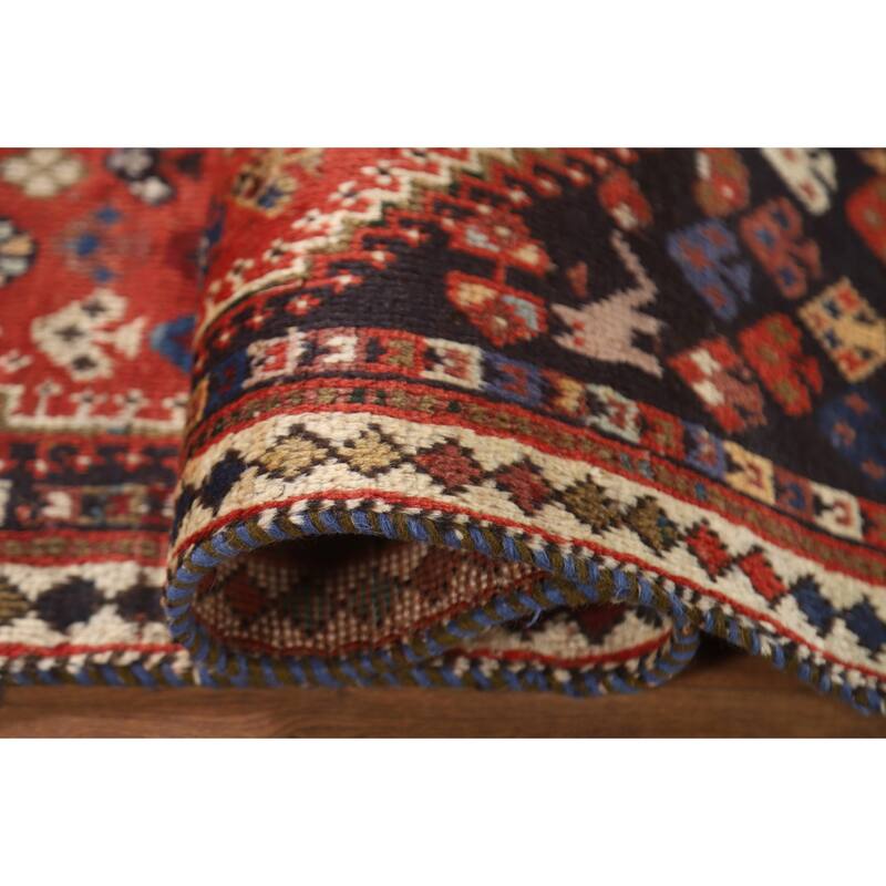 Qashqai Persian Vintage Area Rug Hand-Knotted Tribal Wool Carpet - 3'7"x 5'4"