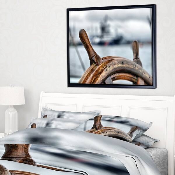 Shop Designart Steering Wheel Sailboat Landscape Photography Framed Canvas Art Print Overstock 18954377