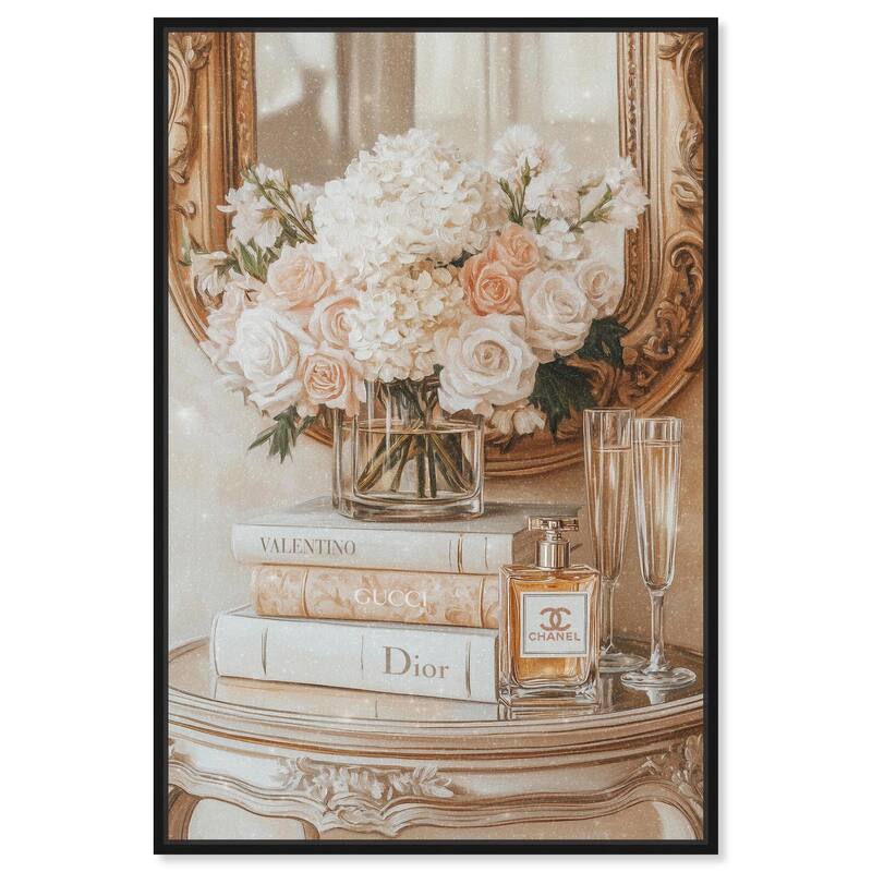 Mirror and Classy Glam Books Canvas by Art Remedy - 30" x 45" - Black