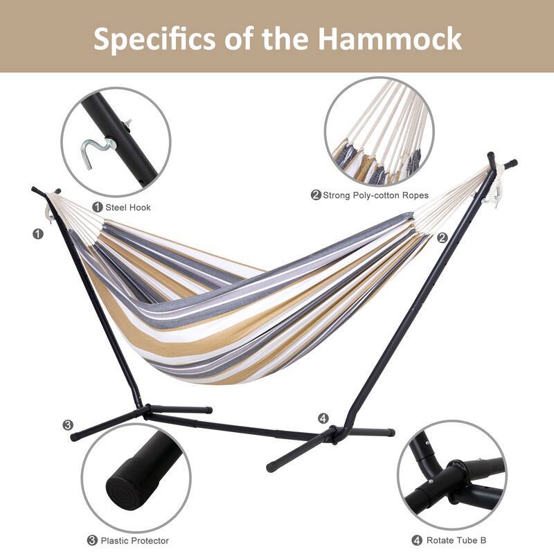 10.7 ft. 2-Person Brazilian-Style hammock with Stand - Convertible