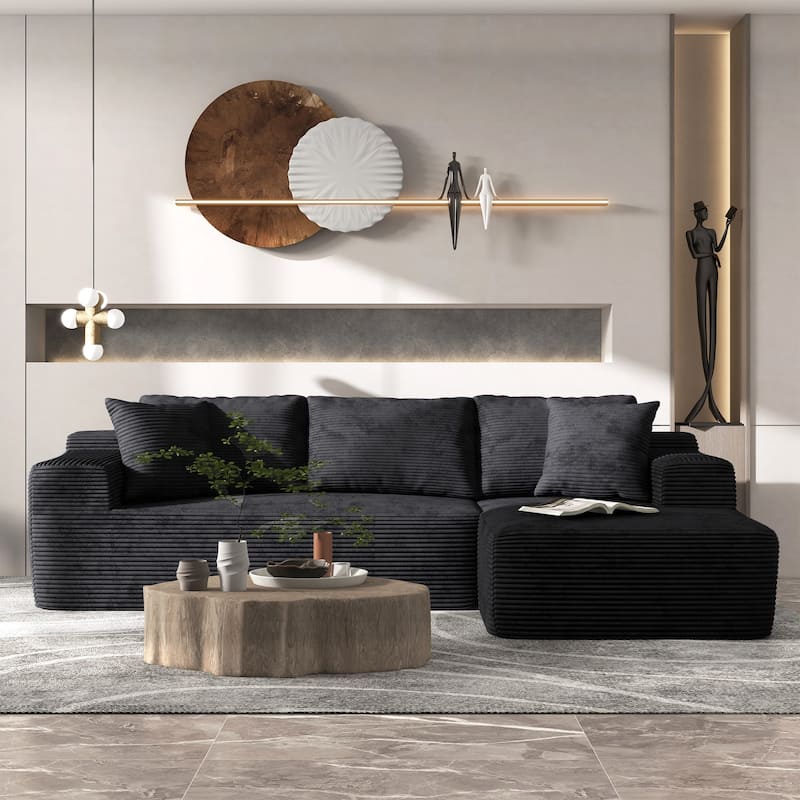 Corduroy L-Shaped Sofa Modular Movable Applicable Living Room Furniture Sets
