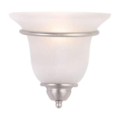 Monrovia 1 Light Brushed Nickel Flush Wall Sconce White Glass - 10-in W x 9.5-in H x 5-in D