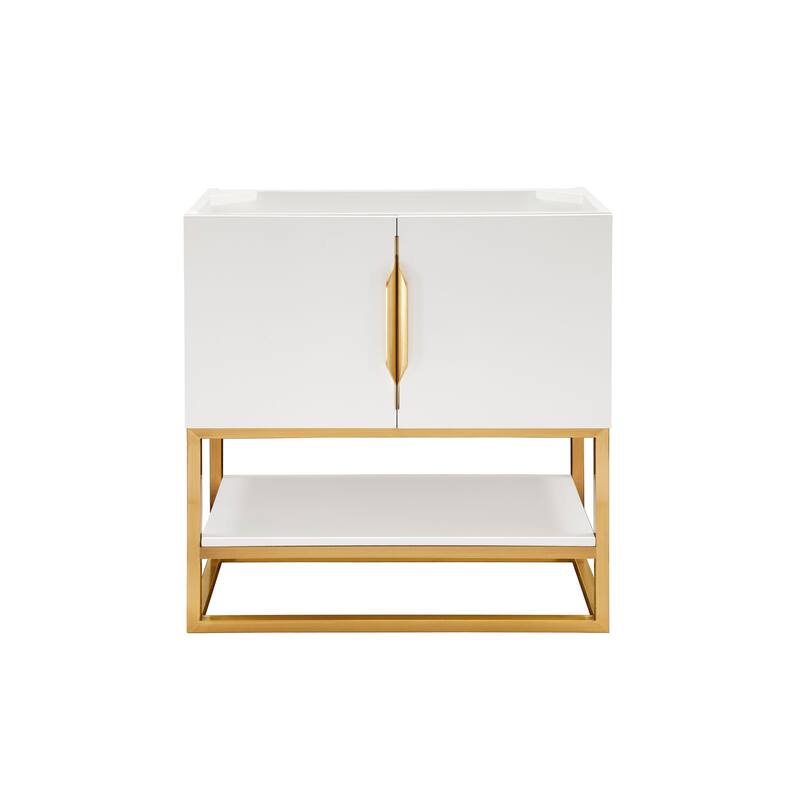 James Martin Vanities Columbia 31.5" Single Vanity Cabinet, Glossy White - Gold Finish