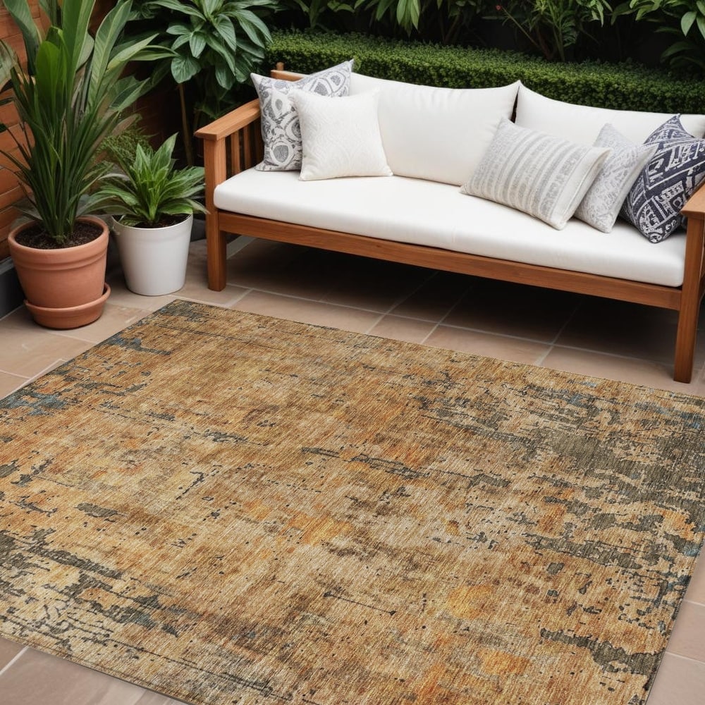 HomeRoots Abstract Transitional Rectangle Outdoor Rug