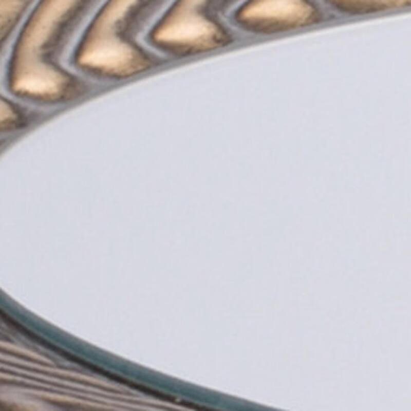 HomeRoots Set of Two Antiqued Bronze Metal And Mirrored Glass Oval Serving Trays With Handles - 18.25 in. x 2.6 in. x 9.9 in.