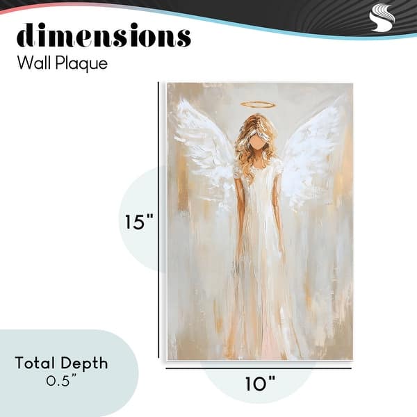 dimension image slide 1 of 2, Stupell Divine White Robe Angel Wall Plaque Design by Petal Prints Design