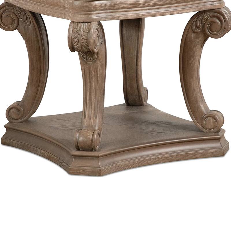 Wooden End Table with Open Bottom Shelf in Weathered Oak