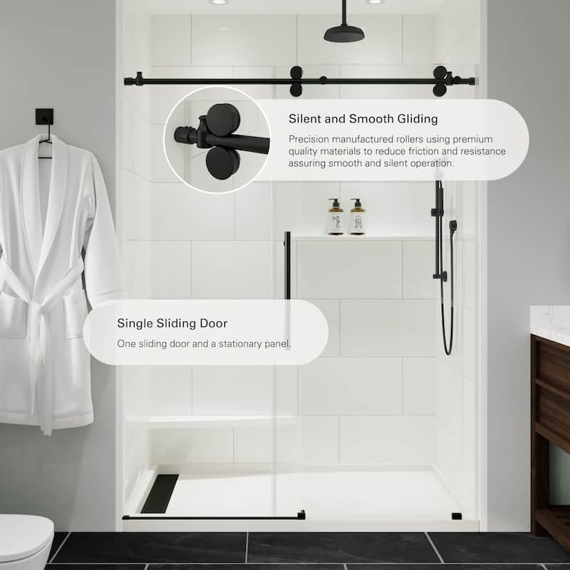 Seawin Briza 56 - 60 x 76 inches Frameless Sliding Shower Door 3/8 in. (10 mm) Clear Tempered Glass with NanoShield Coating