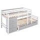 preview thumbnail 4 of 6, Twin Over Twin Low Bunk Bed with Storage Drawers & Ladder, Grey