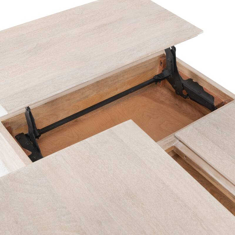 Classic Home Rocklin Mango Wood Lift Top Coffee Table in White